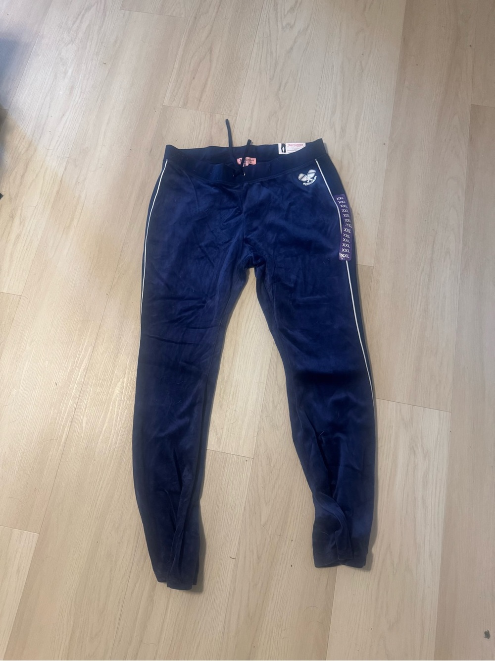 y2k Juicy couture Navy Velour Track Pants with Side Stripe
